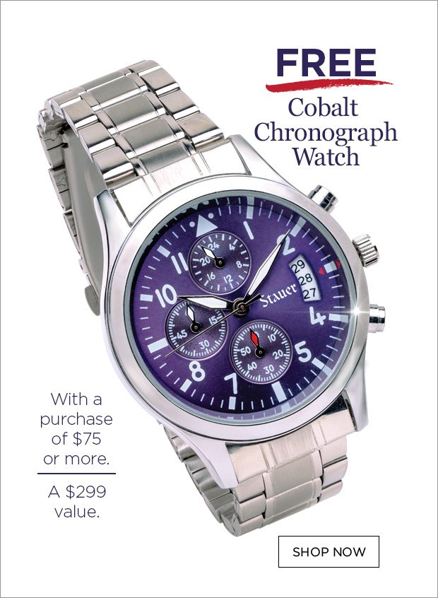 Free Cobalt Chronograph Watch with a $75 Purchase