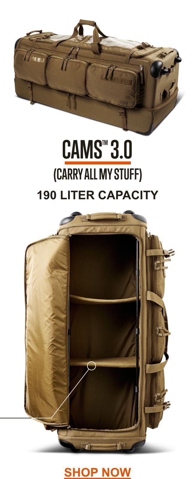 CAMS 3.0 (Carry All My Stuff) | 190 Liter Capacity | Removeable Dividers | Shop Now