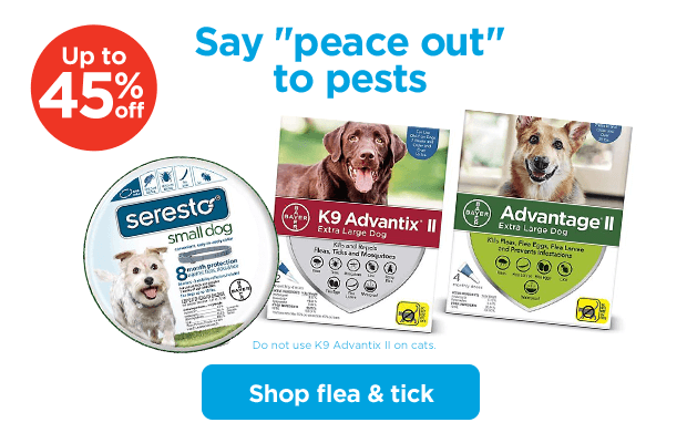 Say "peace out" to pests. Up to 45% off. Shop flea & tick.