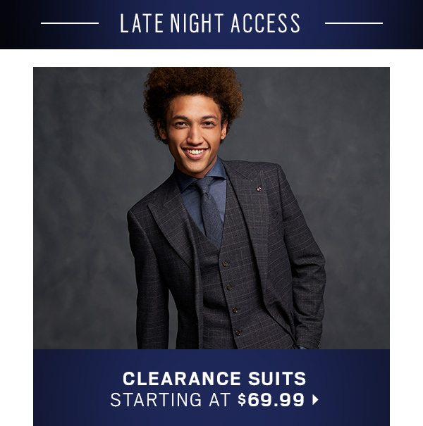 Clearance Suits starting at $69.99