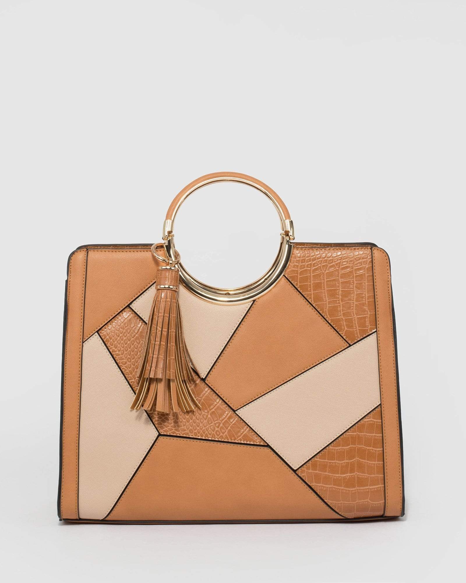 Image of Tan Palmer Panel Tote Bag