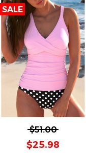 Surplice Polka Dot Pink Tankini Set