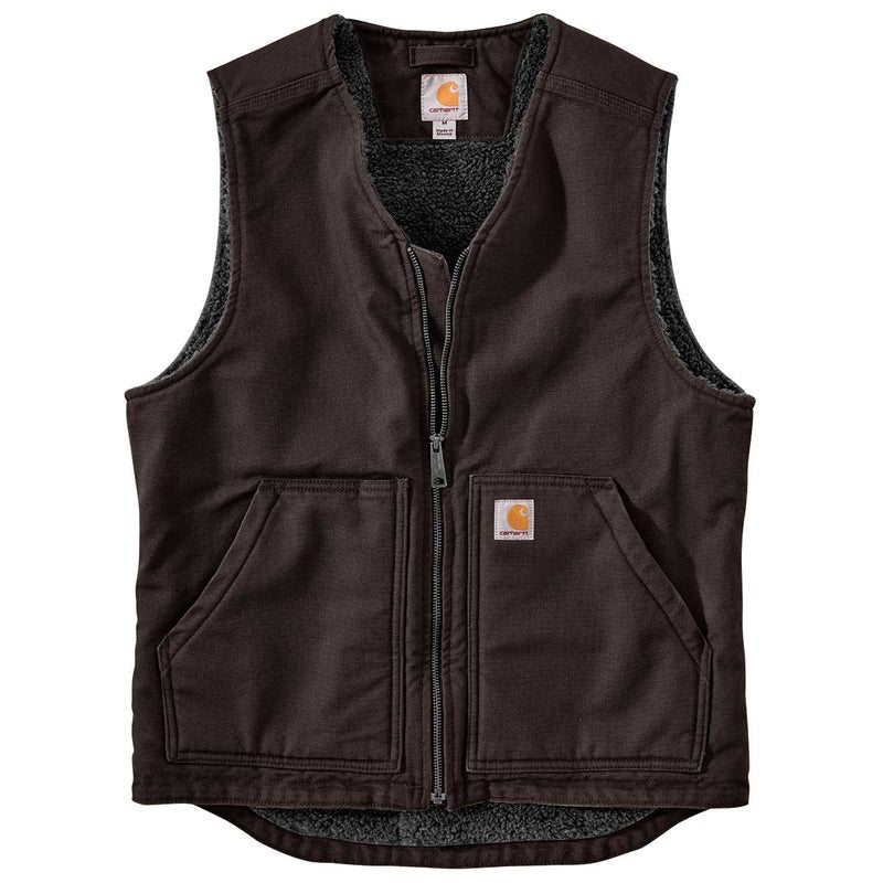 Carhartt Washed Duck Sherpa-Lined Vest, Dark Brown