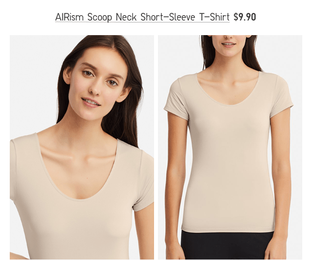 AIRISM SCOOP NECK SHORT-SLEEVE T-SHIRT $9.90