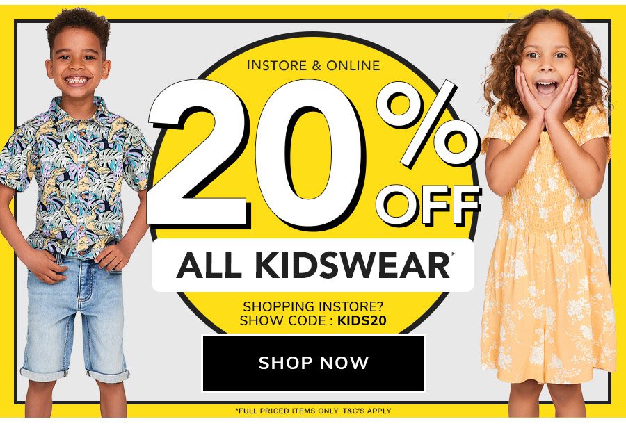 20% off all kidswear