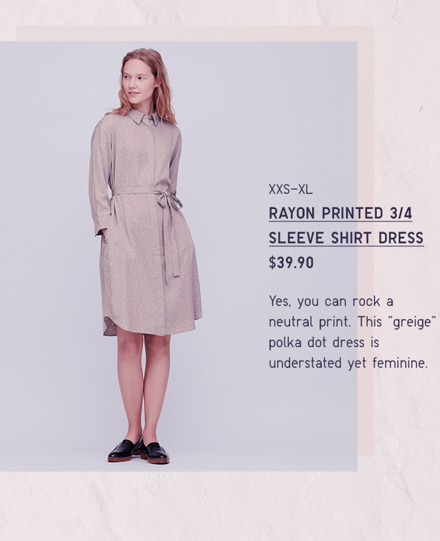 BODY1 PDP3 - RAYON PRINTED 3/4 SLEEVE SHIRT DRESS