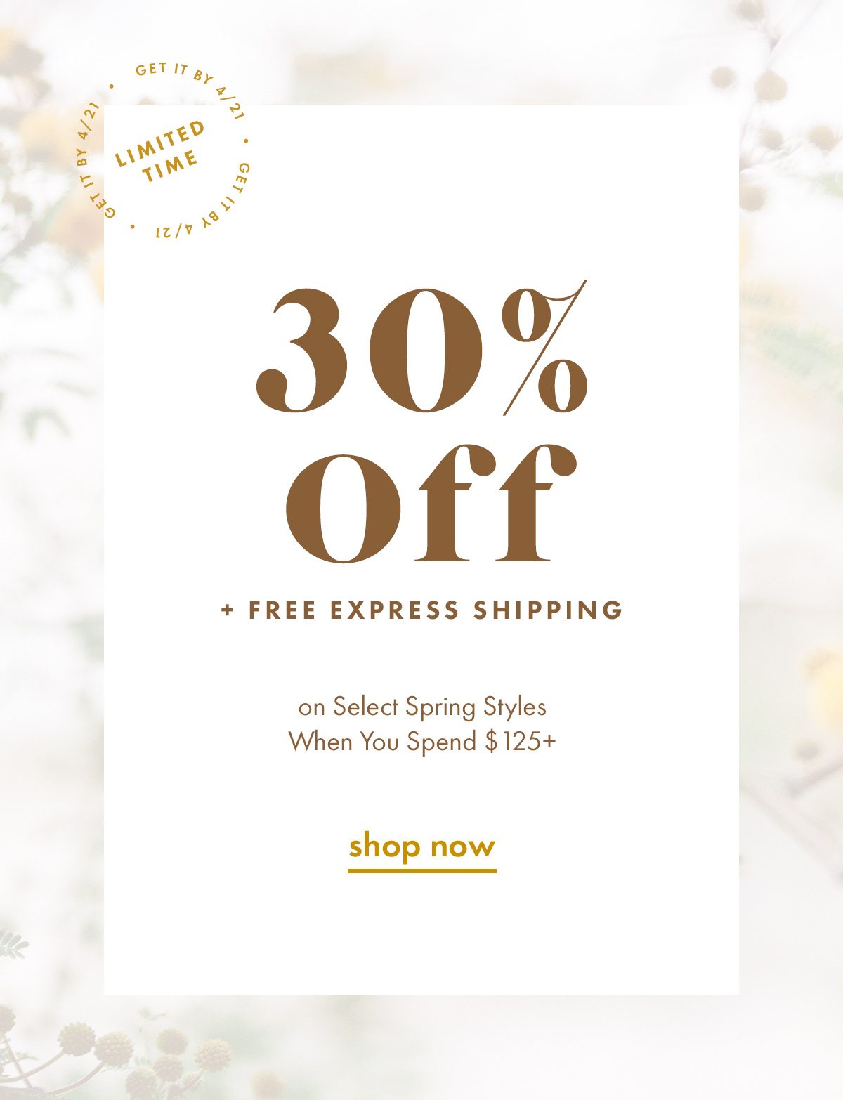 30% off plus free shipping