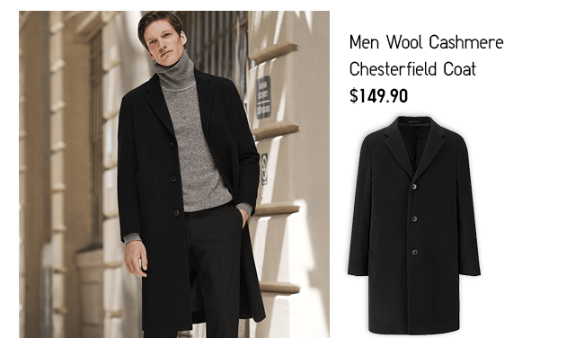 MEN UNIQLO CASHMERE CHESTERFIELD COAT $149.90