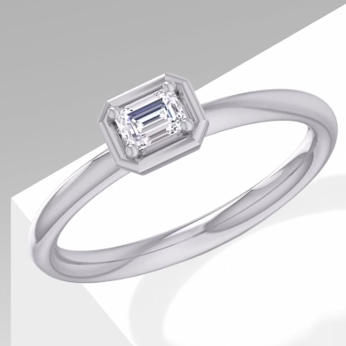 Emerald-Cut Diamond Solitaire Engagement Ring 1/4 ct tw 14K White Gold (I/I1)