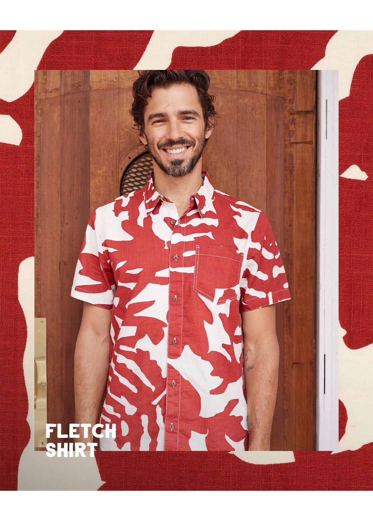 Men's Fletch Short Sleeve Shirt in Canoe Monstera Print