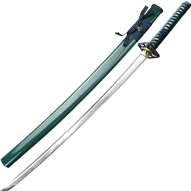 Hand Forged Samurai Sword with Green Scabbard