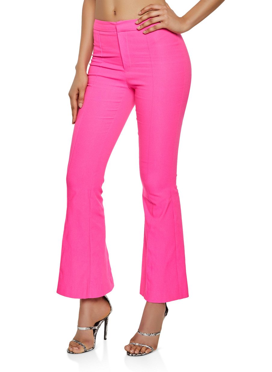 Pintuck Flared Stretch Pants