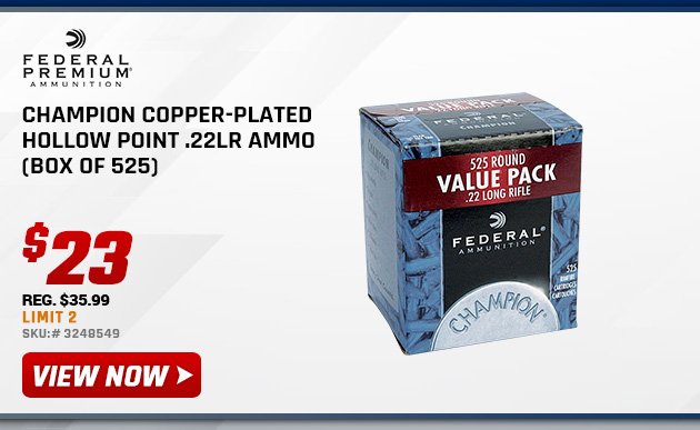 Federal Champion Copper-Plated Hollow Point .22LR Ammo (Box of 525)