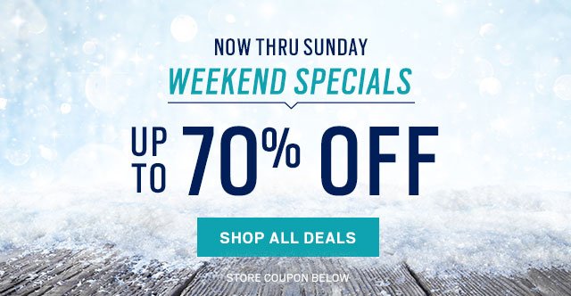 WEEKEND SPECIALS SALE | NOW THRU SUNDAY | UP TO 70% Off + $99.99 Designer JOE by Joseph Abboud Sport Coats + $199 Suits + 70% Off All Outerwear + $59.99 All Designer Jeans + $249.99 Cashmere Joseph Abboud Sport Coats and More - SHOP NOW