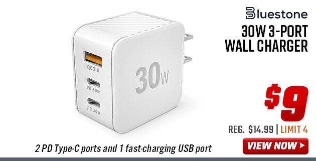 Bluestone 30w 3-Port Wall Charger