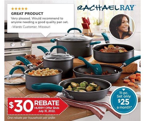 Photo of Rachael Ray 11-Piece Create Delicious Hard-Anodized Cookware Set - only $25 a month*