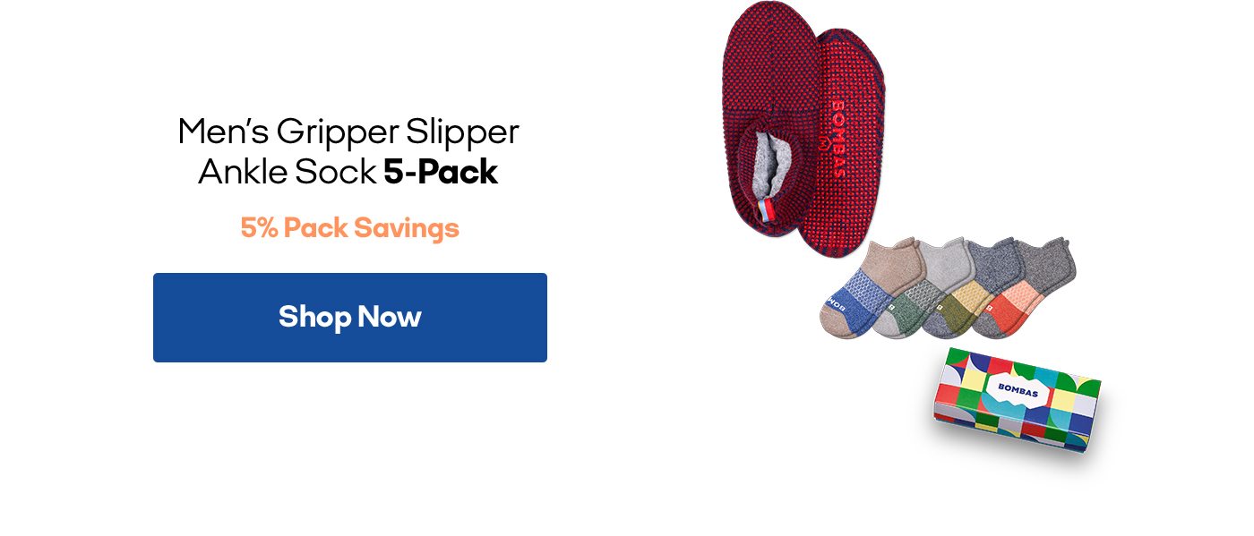 Men's Gripper Slipper Ankle Sock 5-Pack 5% Pack Savings Shop Now