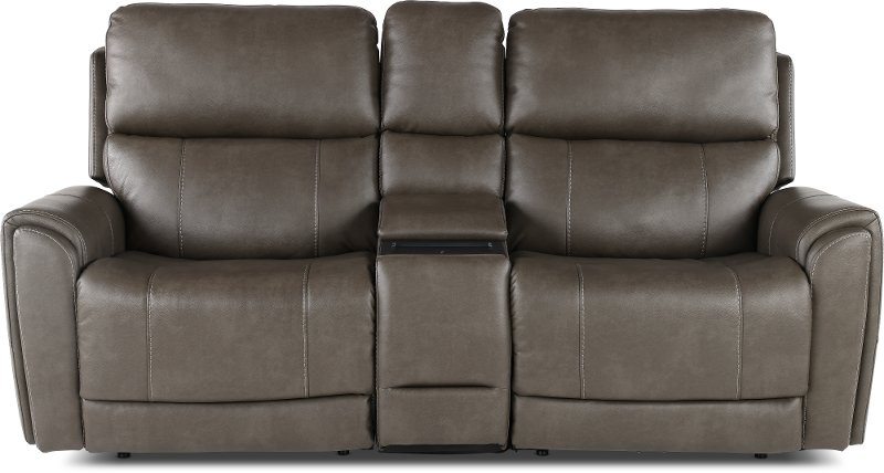 Damon Smoke Gray Power Reclining Loveseat with Console