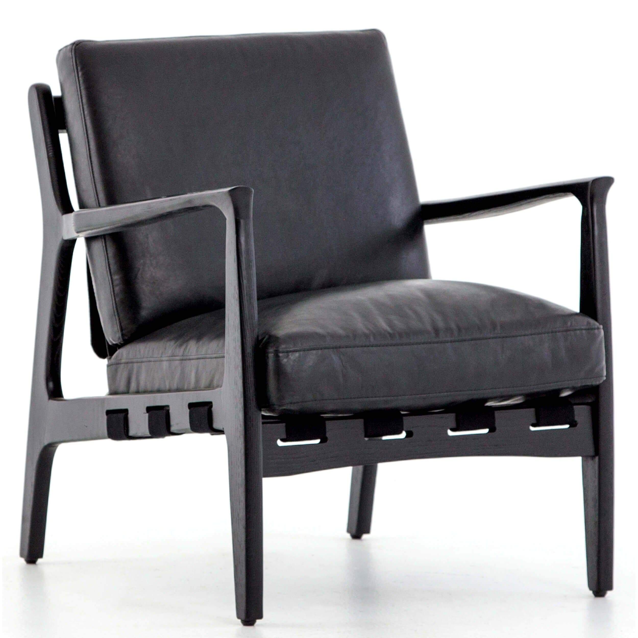 Image of Silas Leather Chair, Aged Black