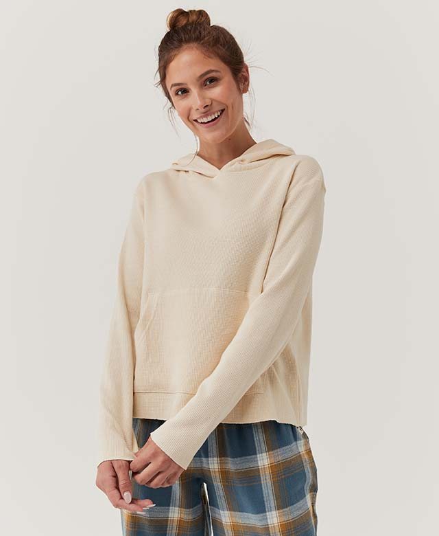 Thermal Waffle Pullover Hoodie