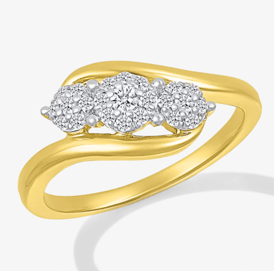 Multi-Diamond Swirl Ring 1/5 ct tw 10K Yellow Gold