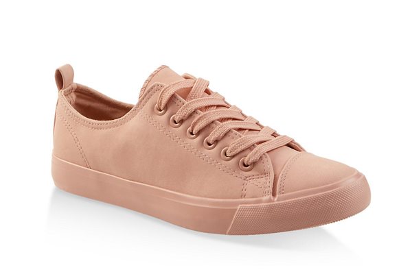 Faux Leather Lace Up Tennis Sneakers