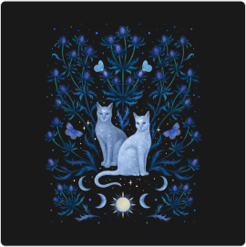 Blue Thistle & Cat T-Shirt