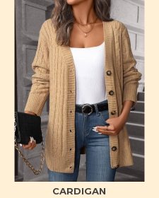 Button Light Camel Long Sleeve Cardigan