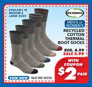 EcoSox Recycled Cotton Thermal Boot Socks