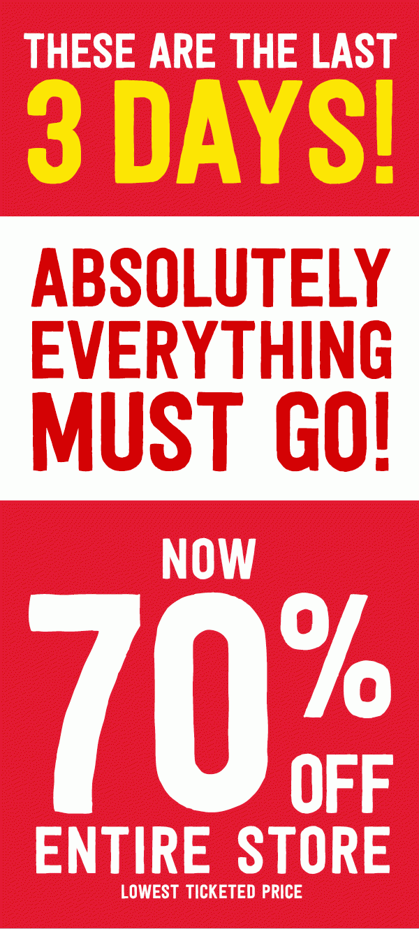 Now 70% Off Entire Store