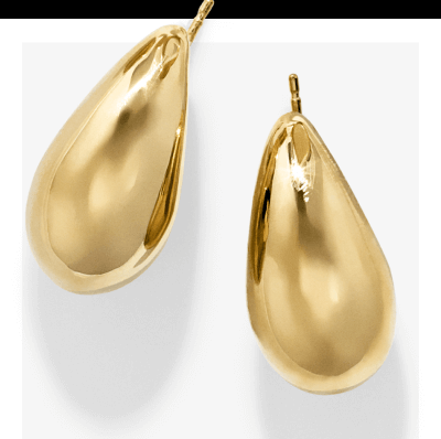 Hollow Teardrop Earrings 14K Yellow Gold