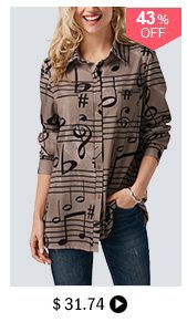 Button Up Printed Turndown Collar Long Sleeve Shirt