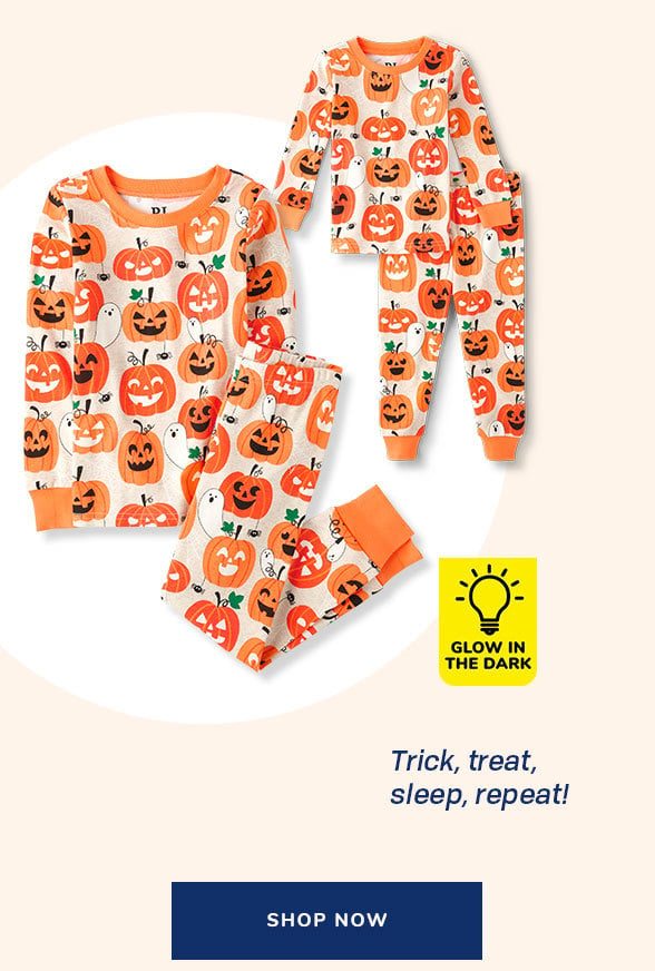 Unisex Kids Glow Pumpkin Snug Fit Cotton Pajamas