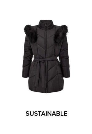 Saffi padded coat in recycled fabric black