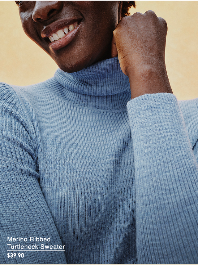 HERO - WOMEN MERINO RIBBED TURTLENECK SWEATER