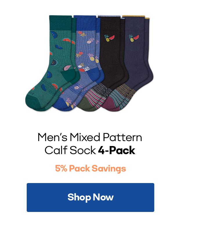 Men's Mixed Pattern Calf Sock 4-Pack 5% Pack Savings Shop Now