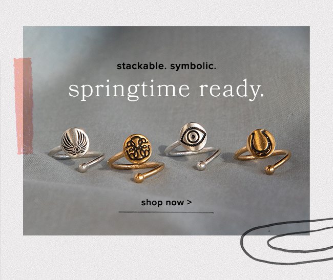 Shop these stackable, symbolic, and spring-time ready rings.