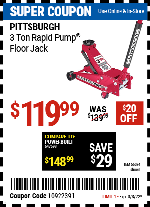 3 ton Rapid Pump Floor Jack