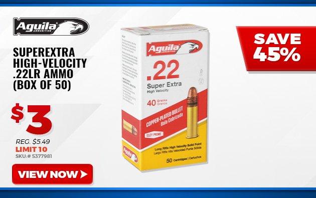 AGUILA AMMUNITION SUPEREXTRA HIGH-VELOCITY .22LR AMMO (BOX OF 50)