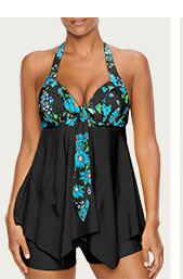 Printed Padded Black One Piece Swimwear