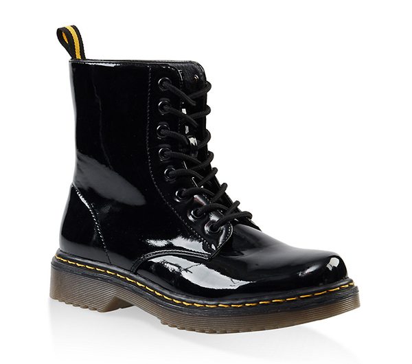 Rubber Sole Lace Up Combat Boots