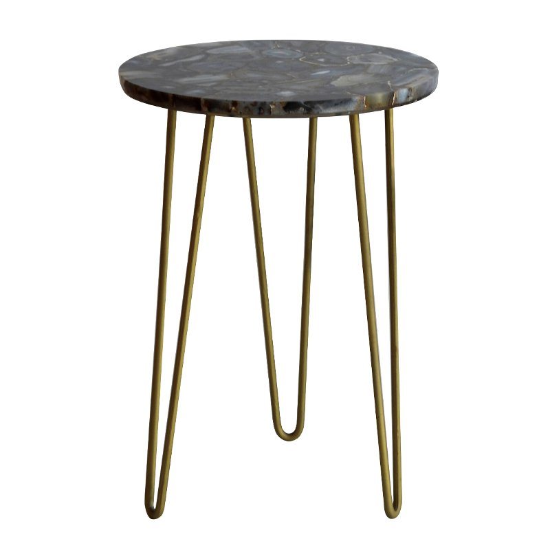 Round Blue Agate Accent Table - Bengal Manor