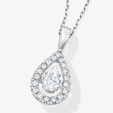 Unstoppable Love Pear-Shaped Lab-Created Diamond Necklace 1/2 ct tw 14K White Gold 18”