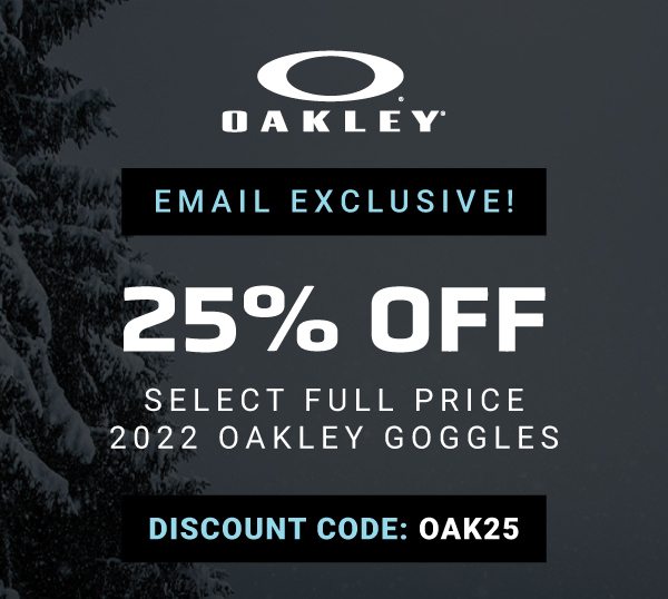 Extra 25% Off Select 2022 Oakley Goggles
