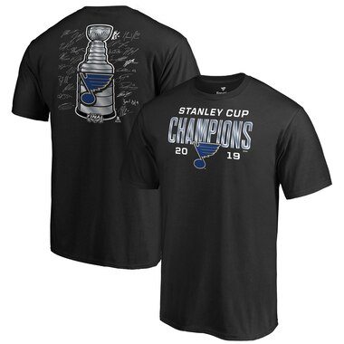 Fanatics Branded St. Louis Blues Black 2019 Stanley Cup Champions Goaltender Signature Roster T-Shirt