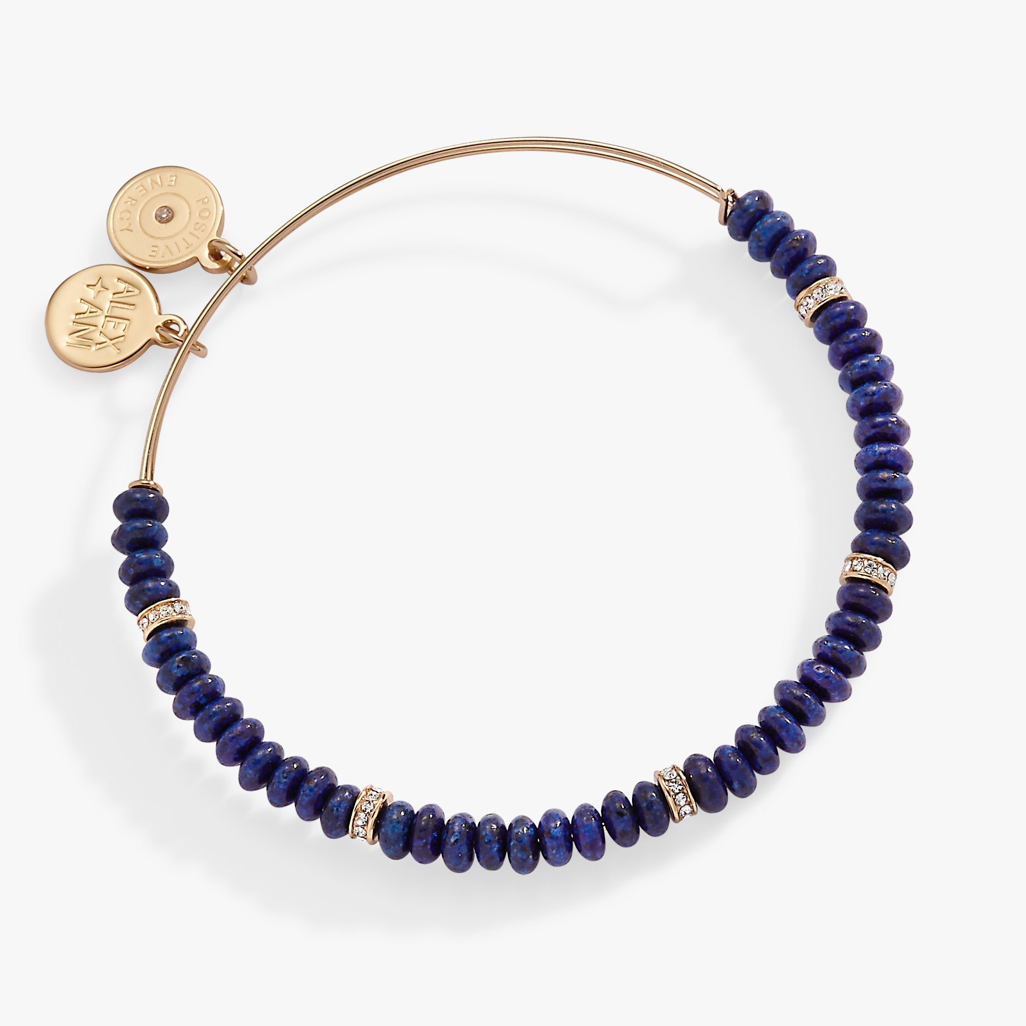 Image of Blue Semi-Precious Rondelle Beaded Bangle