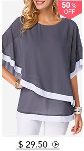 Half Sleeve Dark Grey Chiffon Blouse