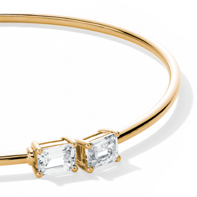 Lab-Grown Diamonds by KAY Emerald-Cut Open Flex Cuff Bracelet 1 ct tw 10K Yellow Gold