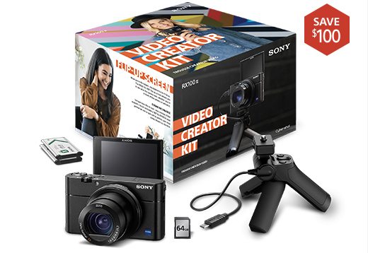 Video Creator Kit includes memory card, batteries, RX100 III Camera and VCT-SGR1 Grip