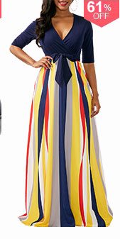 V Neck Half Sleeve Printed Maxi Dress